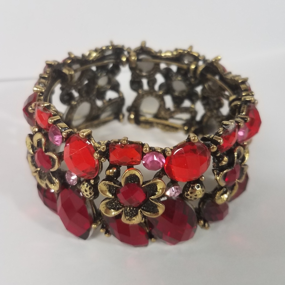 Red flower cuff Bracelet